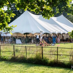 The gorgeous marquee setup within the meadow at this romantic Old Windsor venue