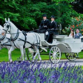 Buckinghamshire Church Wedding Photography - the newlyweds carriage shortly after the ceremony 