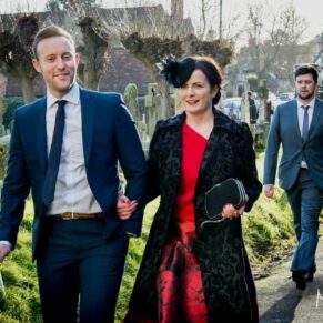 Buckinghamshire Church Wedding Photography - guests walking towards the ceremony