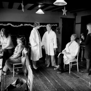 The ladies getting ready prior to the ceremony in one of the Kings Chapel's historic rooms in Old Amersham