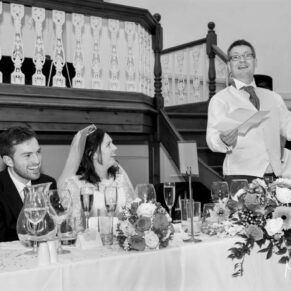 The groom's lively speech in progress at the Kings Chapel in Old Amersham