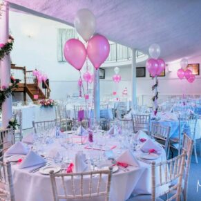 Colourful interior setup for the meal at the Kings Chapel in Old Amersham