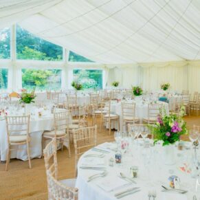 The bright and airy marquee setup for the meal looked sensational