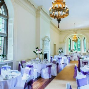 Sumptuous wedding dining room photography of the interiors at the gorgeous Clearwell Castle in the Forest of Dean