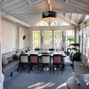 Small gathering dining room setup at this Marlow waterside venue