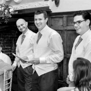 The best men captured during their lively speech at this fabulous Dorton House wedding reception