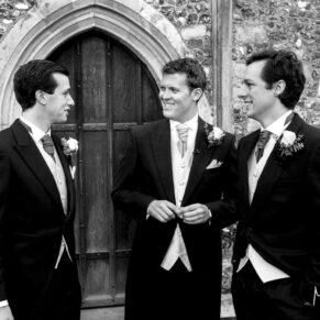 The lads before the church ceremony enjoy a little banter