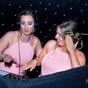The bridesmaids took to the DJ stand during the evening reception at Hartwell House Hotel to play some fun grooves