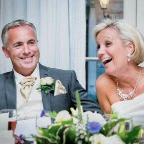 The newlyweds fun reactions captured during the speeches at their Hartwell House wedding