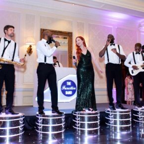 The Function Band performing during the evening's wedding entertainment at Hedsor House wedding
