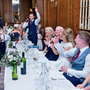 Lively best man's speech and guest reactions seen here in full swing at this fun packed Hedsor House wedding celebration