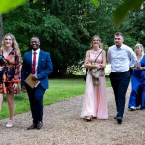 Guests arriving for the ceremony in the Walled Garden