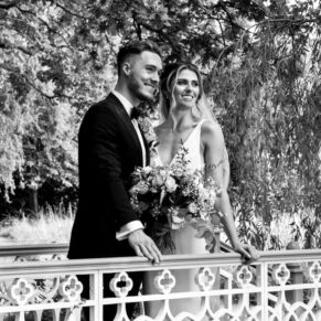 The romantic bridge was a perfect backdrop for this pose of the newly married couple