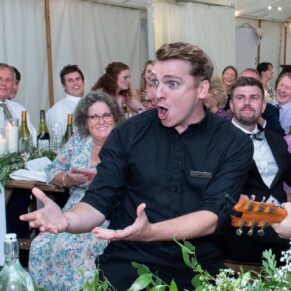 The singing waiters had all the guests joining in with the party vibes during the evening reception
