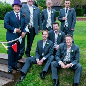 Micklefield Hall Wedding Photography - the lads pose informally for the camera
