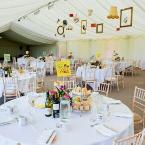 Micklefield Hall Wedding Photography - the marquee interior prior to the meal