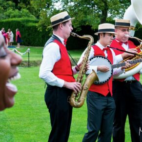 Micklefield Hall Wedding Photography - musical reportage moments during the drinks reception
