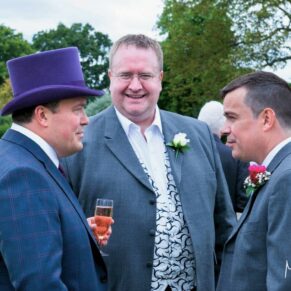 Micklefield Hall Wedding Photography - the lads have a catch-up before the civil ceremony