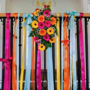 There's nothing to beat a splash of colour when decorating the staircase in the Garden Room at the abbey