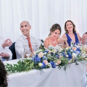 Monkton Barn Wedding Photography - lively speeches in progress