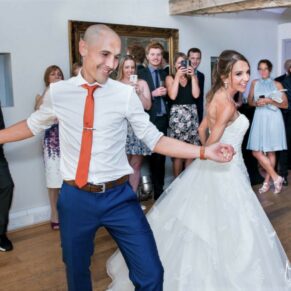 Monkton Barn Wedding Photography - the first dance being performed superbly by the bride and groom
