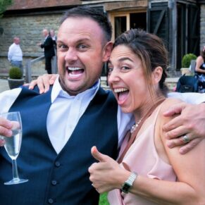 Notley Tythe Barn Wedding Photography - these guests strike a pose for the camera
