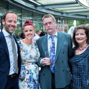 Odney Club Wedding Photography - guests on the terrace during the drinks reception
