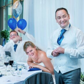 Odney Club Wedding Photography - dad's speech and the newlyweds reaction during the speeches