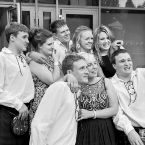Odney Club Wedding Photography - it was selfie time for this group of friends during the drinks reception