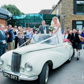 Odney Club Wedding Photography - after a breakdown there's only one way to generate enough power for the last 200 metres