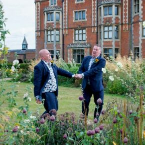 Same Sex Buckinghamshire Wedding Photography - the grooms larking around for the camera