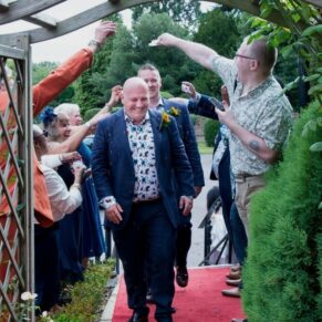 Same Sex Buckinghamshire Wedding Photography - the arrival of the grooms at their reception venue