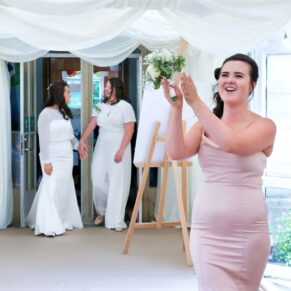 Same Sex Buckinghamshire Wedding Photography - the entrance of the brides into the marquee