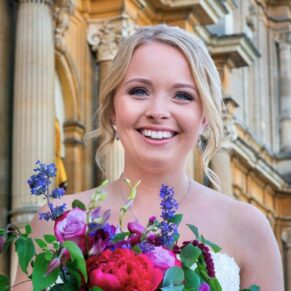 Relaxed bridal portrait up at the manor for this wedding at The Dairy on the Waddesdon Estate