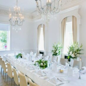 Gorgeous interiors at every turn in the dining room at The Grove Hotel