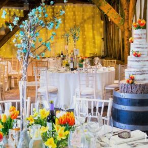 Old Luxters Wedding Photography - the setup inside the barn for the meal