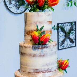 Old Luxters Wedding Photography - vibrant wedding cake close-up