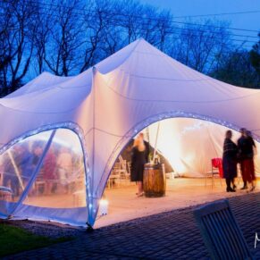 Old Luxters Wedding Photography - the mini marquee in the venue's grounds