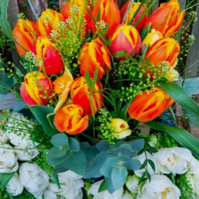 Old Luxters Wedding Photography - the bride's orange tulip bouquet
