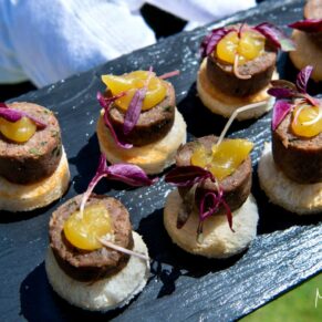 Yummy canapes for the wedding guests at Pendley Manor Hotel