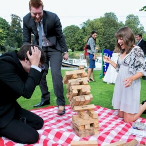 Runnymede Hotel Wedding Photography - fun games on the lawns