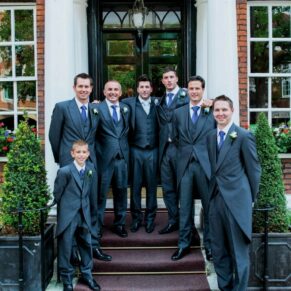 Sir Christopher Wren Hotel Wedding Photography - the lads in the hotel's entrance doorway