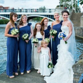 Sir Christopher Wren Hotel Wedding Photography - group pose captured beside the River Thames