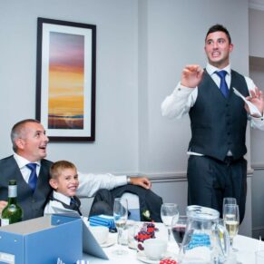 Sir Christopher Wren Hotel Wedding Photography - best man's speech in progress