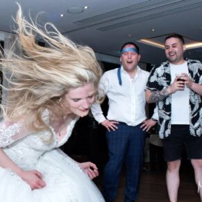 Swan at Streatley wedding - the bride dancing the night away during the evening reception