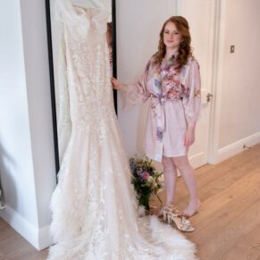 Swan at Streatley wedding photography - the bride with her gown pre ceremony