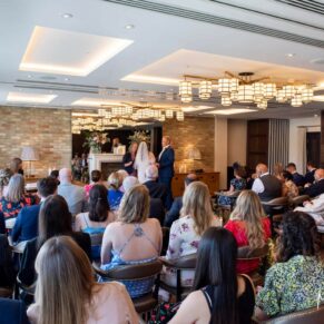 Swan at Streatley wedding photography - indoor ceremony in progress