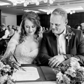 Swan at Streatley wedding - signing of the register for the newlyweds