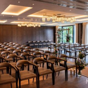 Swan at Streatley wedding - all set for the indoor civil ceremony