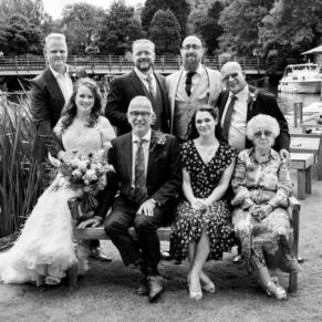 Swan at Streatley wedding photography - family group pose beside the River Thames